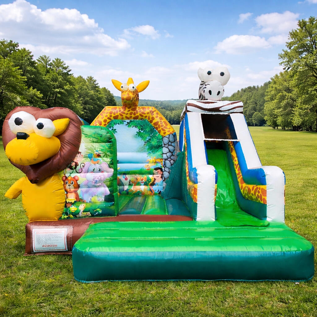 Safari-Hüpfburg mit Rutsche (Giraffe, Zebra, Löwe) – mieten in Nürnberg und Fürth.